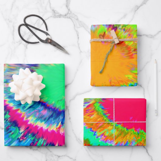 絞り染めラッピング紙フラットシートセット3 ラッピングペーパーシート (正面)