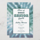 絞り染めルックティール（緑がかった色）シニア卒業パーティー 招待状 (正面/裏面)