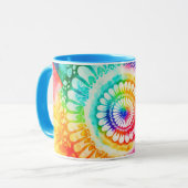 絞り染めレインボーカラーレトロヒッピーGroovy マグカップ (正面左)