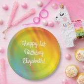 絞り染めレインボーバースデーパーティーキッズかわいい ペーパープレート (パーティー)