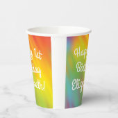 絞り染めレインボーバースデーパーティーキッズかわいい 紙コップ (左)