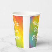 絞り染めレインボーバースデーパーティーキッズかわいい 紙コップ (右)