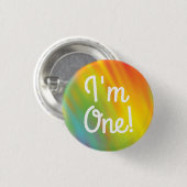 絞り染めレインボーバースデーパーティーキッズカワイイ 缶バッジ (正面&裏面)