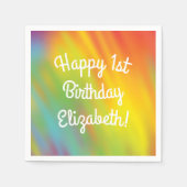 絞り染めレインボーバースデーパーティー スタンダードカクテルナプキン (正面)