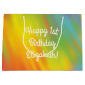 絞り染めレインボーバースデーパーティー ラージペーパーバッグ (正面)