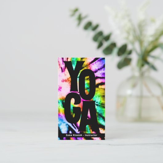 絞り染めレインボーヨガスタジオアインストラクター モダン 名刺 (スタンド正面)