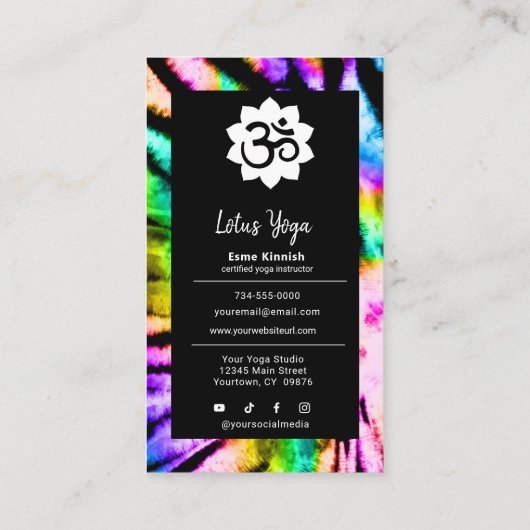 絞り染めレインボーヨガスタジオアインストラクター モダン 名刺 (裏面)