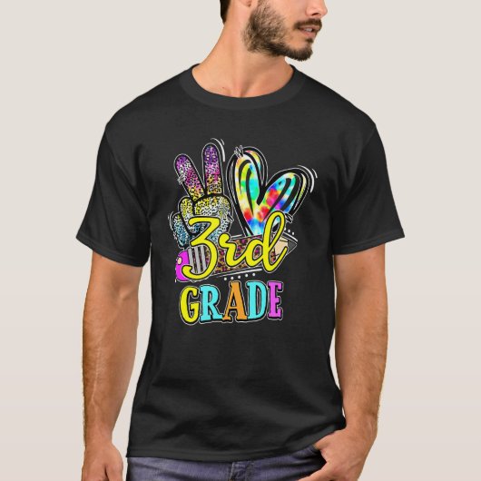 絞り染めレオパード平和ラブスクーオに3年生 Tシャツ (正面)