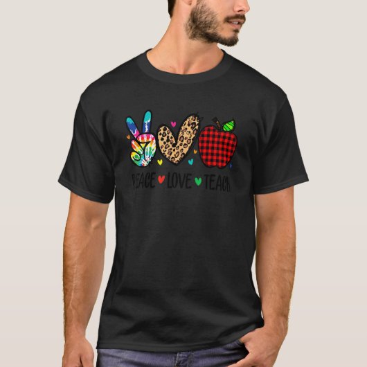 絞り染めレオパード教えピースラブシェオ100日目 Tシャツ (正面)