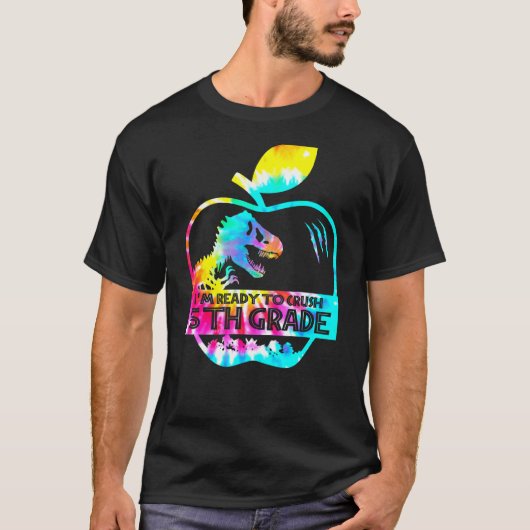 絞り染めレックス新学期5thグラードを粉砕する準備ができて tシャツ (正面)