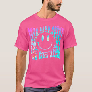 絞り染めレトロラブライクイエズハッピー顔美学 Tシャツ