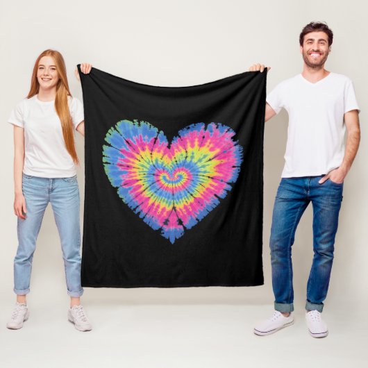 絞り染めヴァレンティカラフルンハートデー フリースブランケット (インサイチュ)