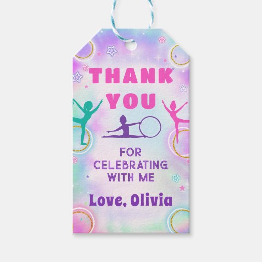 絞り染め体操ジャンプ遊誕生日ありがとう ギフトタグ (正面)