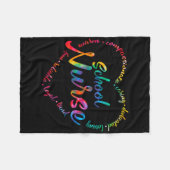 絞り染め学校ナースハート単語看護ナース日 フリースブランケット (正面(横))