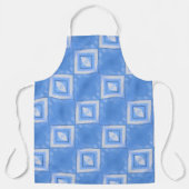 絞り染め市松模様にブルーとホワイト エプロン (正面)