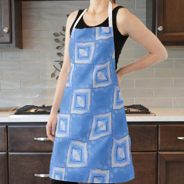 絞り染め市松模様にブルーとホワイト エプロン