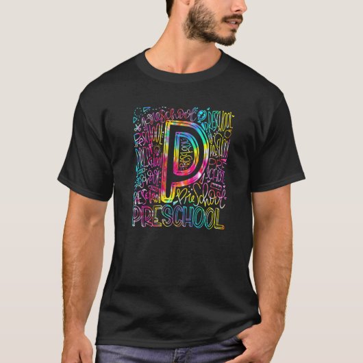 絞り染め幼稚園タイポグラフィチームプレK初日 Tシャツ (正面)