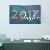 絞り染め抽象芸術 | ブルーグリーンパープル卒業 横断幕 (トレードショー)