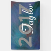 絞り染め抽象芸術 | ブルーグリーンパープル卒業 横断幕 (縦)