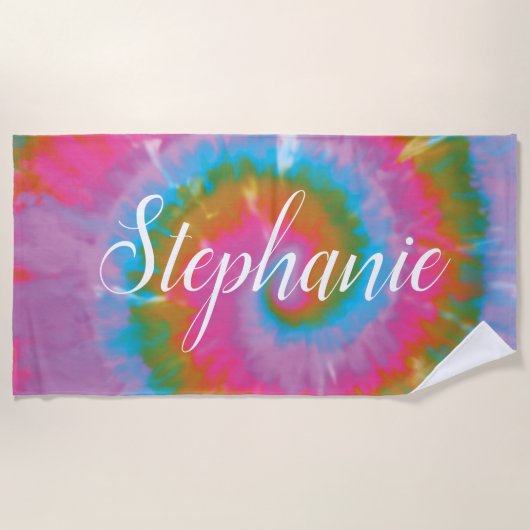 絞り染め旋回抽象芸術パーソナライズされた夏 ビーチタオル (正面)