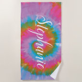 絞り染め旋回抽象芸術パーソナライズされた夏 ビーチタオル (正面)