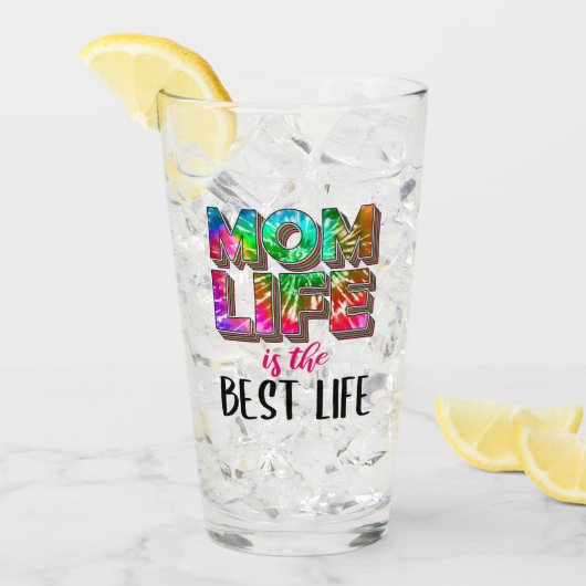 絞り染め母の人生は最高の生活 タンブラーグラス (アイス正面)
