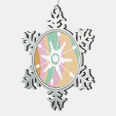 絞り染め液体レトログルービクリスマスベージュグリーン スノーフレークピューターオーナメント (右)