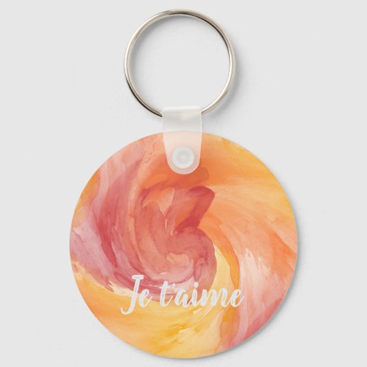 絞り染め炎赤オレンジパインタリーラブウォーターカラー キーホルダー (正面)