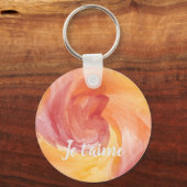 絞り染め炎赤オレンジパインタリーラブウォーターカラー キーホルダー (正面)