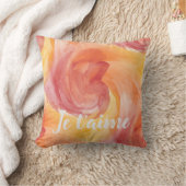 絞り染め炎赤オレンジパインタリーラブウォーターカラー クッション (ブランケット)