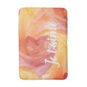 絞り染め炎赤オレンジパインタリーラブウォーターカラー バスマット (正面縦)