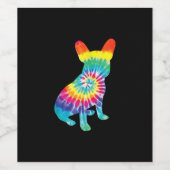 絞り染め犬 |ヒッピーフランスのブルドッグ |子犬のプレゼント ワインラベル (シングルラベル)