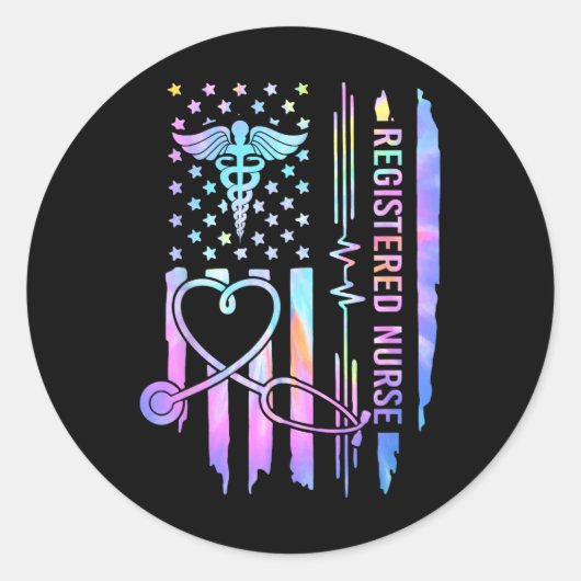 絞り染め登録ナースRn Ekg聴診器ヌルシン ラウンドシール (正面)