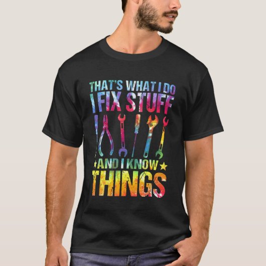 絞り染め私は私が知っている物を修正する Tシャツ (正面)