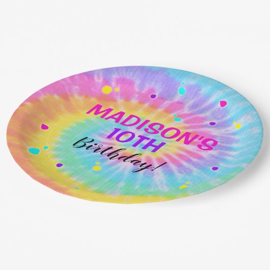 絞り染め紙プレートレインボー絞り染め ペーパープレート (アングル)