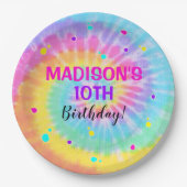 絞り染め紙プレートレインボー絞り染め ペーパープレート (正面)