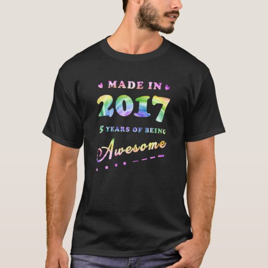 絞り染め素晴らしプリンセスガール5年Bday 5th Tシャツ (正面)