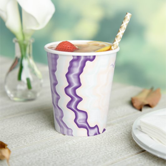 絞り染め紫の渦巻きファンキー型レトロパターンパーティー 紙コップ (インサイチュ)