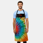 絞り染め緩和曲線と黒 エプロン (着用した状態)