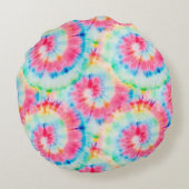 絞り染め緩和曲線美しい水の色ダーティーアート。ソフトウェア ラウンドクッション (裏面)