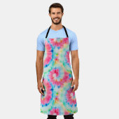 絞り染め緩和曲線美しい水彩ダーティーアート エプロン (着用した状態)