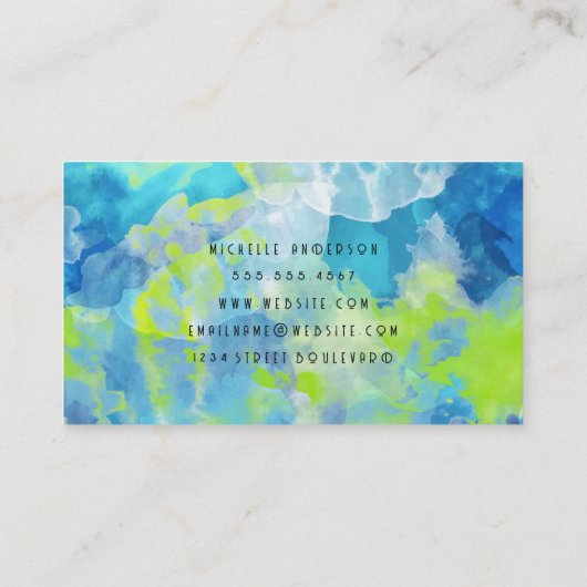 絞り染め背景 | はさみ櫛 | 芸術的 名刺 (裏面)