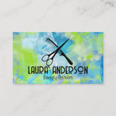 絞り染め背景 | はさみ櫛 | 芸術的 名刺 (正面)