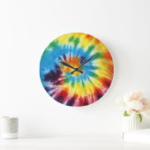 絞り染め虹 ラージ壁時計 (ホーム)