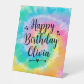 絞り染め誕生日パーティーのサイン台 台座サイン (正面)