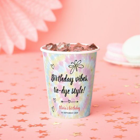 絞り染め誕生日パーティー 紙コップ (インサイチュ)