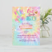 絞り染め誕生日招待状ピースアウト独身の桁 招待状 (スタンド正面)