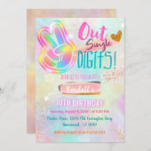 絞り染め誕生日招待状ピースアウト独身の桁 招待状 (正面/裏面)