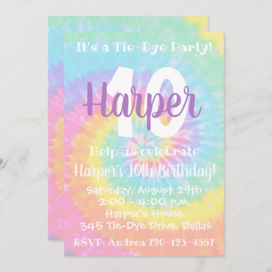 絞り染め誕生日招待状絞り染め招待状 招待状 (正面/裏面)