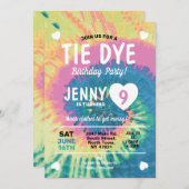 絞り染め誕生日Get乱雑なおもしろい女の子 招待状 (正面/裏面)
